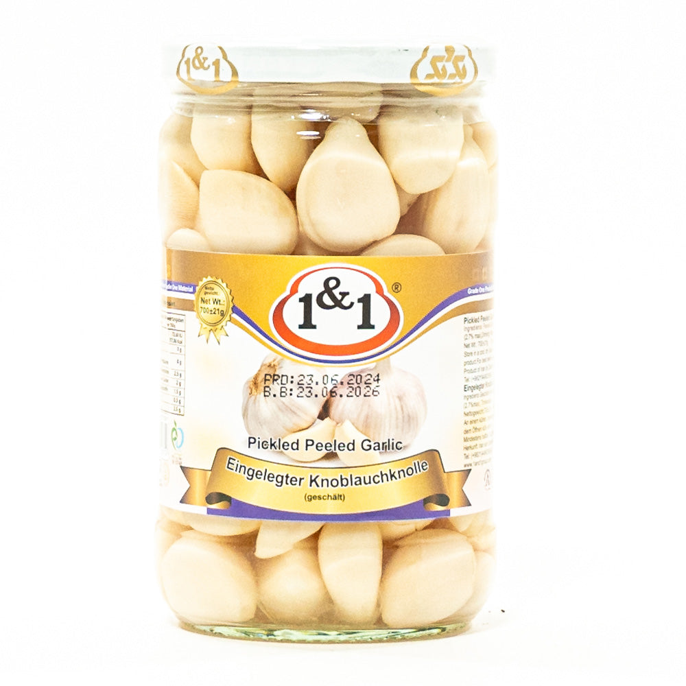 Jar with Pickled Peeled Garlic (White)
